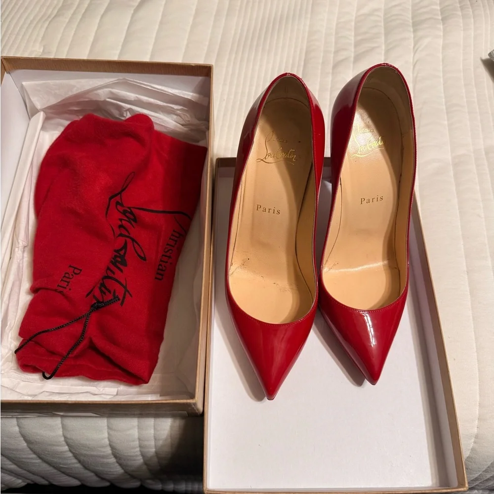 Christian Louboutin Red Patent Leather Heels - Picture 3 of 9